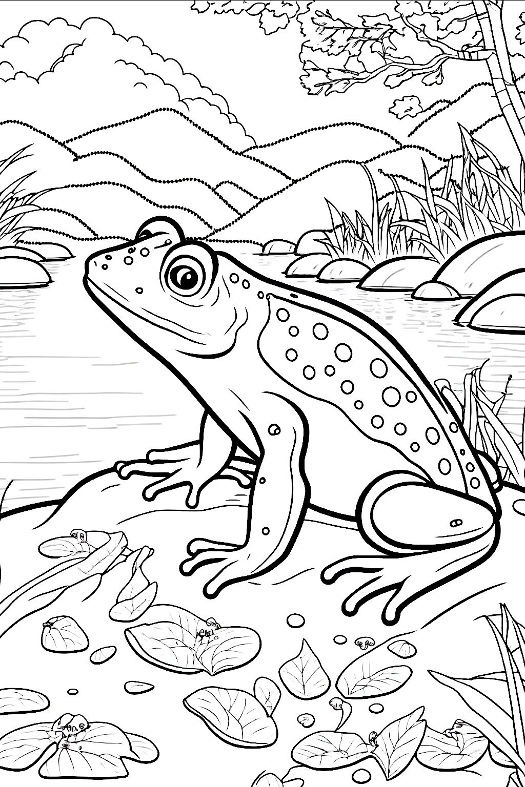 190+ Frog Coloring Page Designs 156