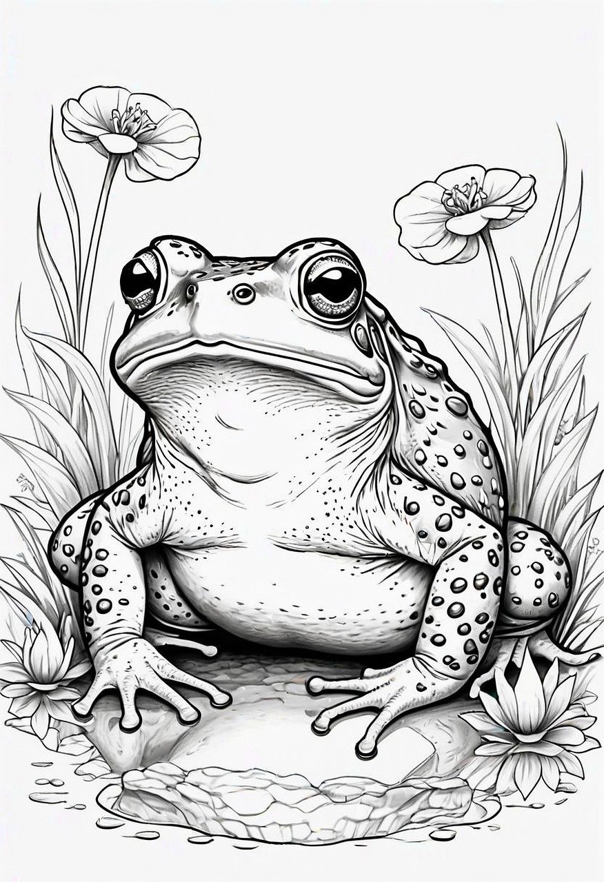 190+ Frog Coloring Page Designs 27