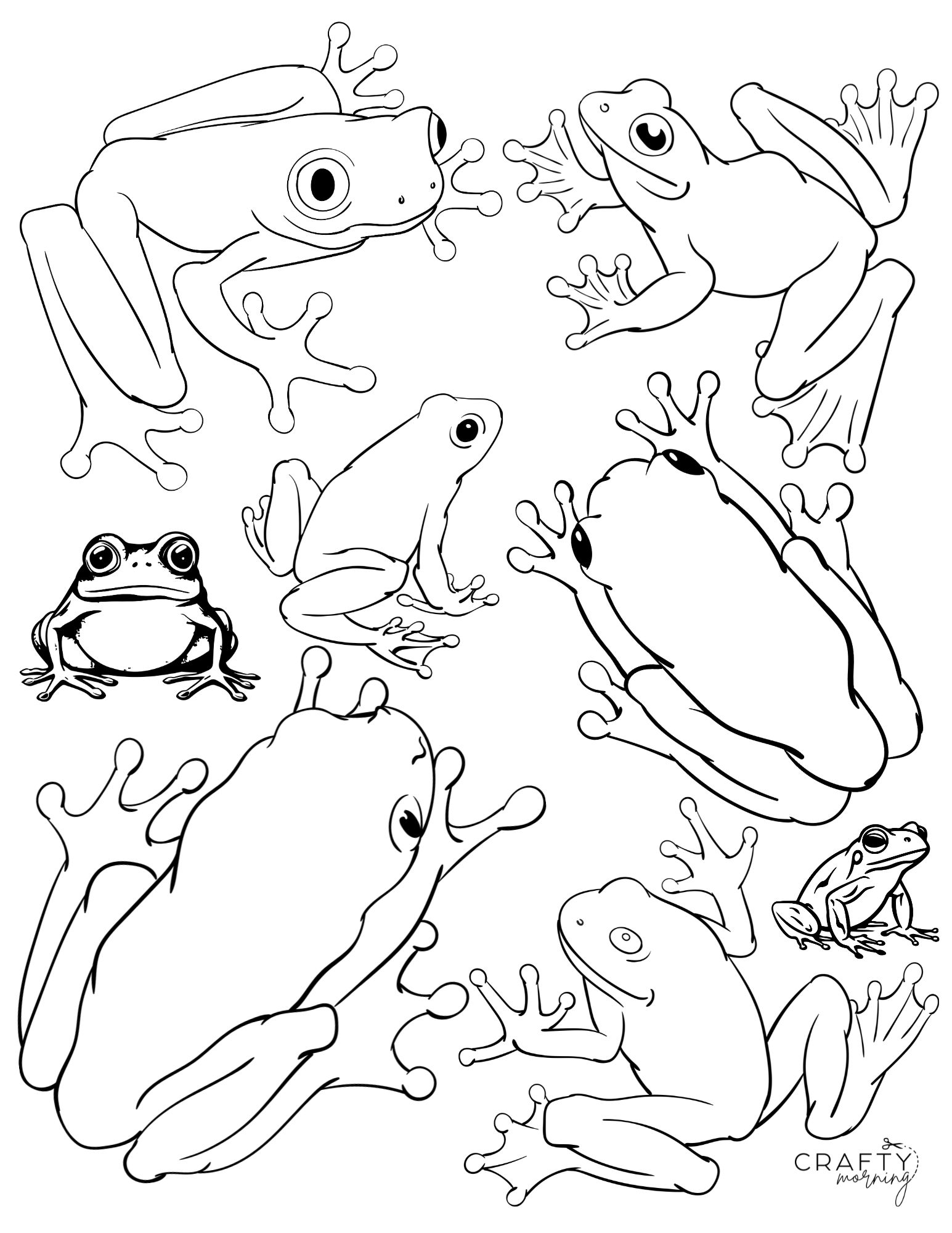 190+ Frog Coloring Page Designs 8