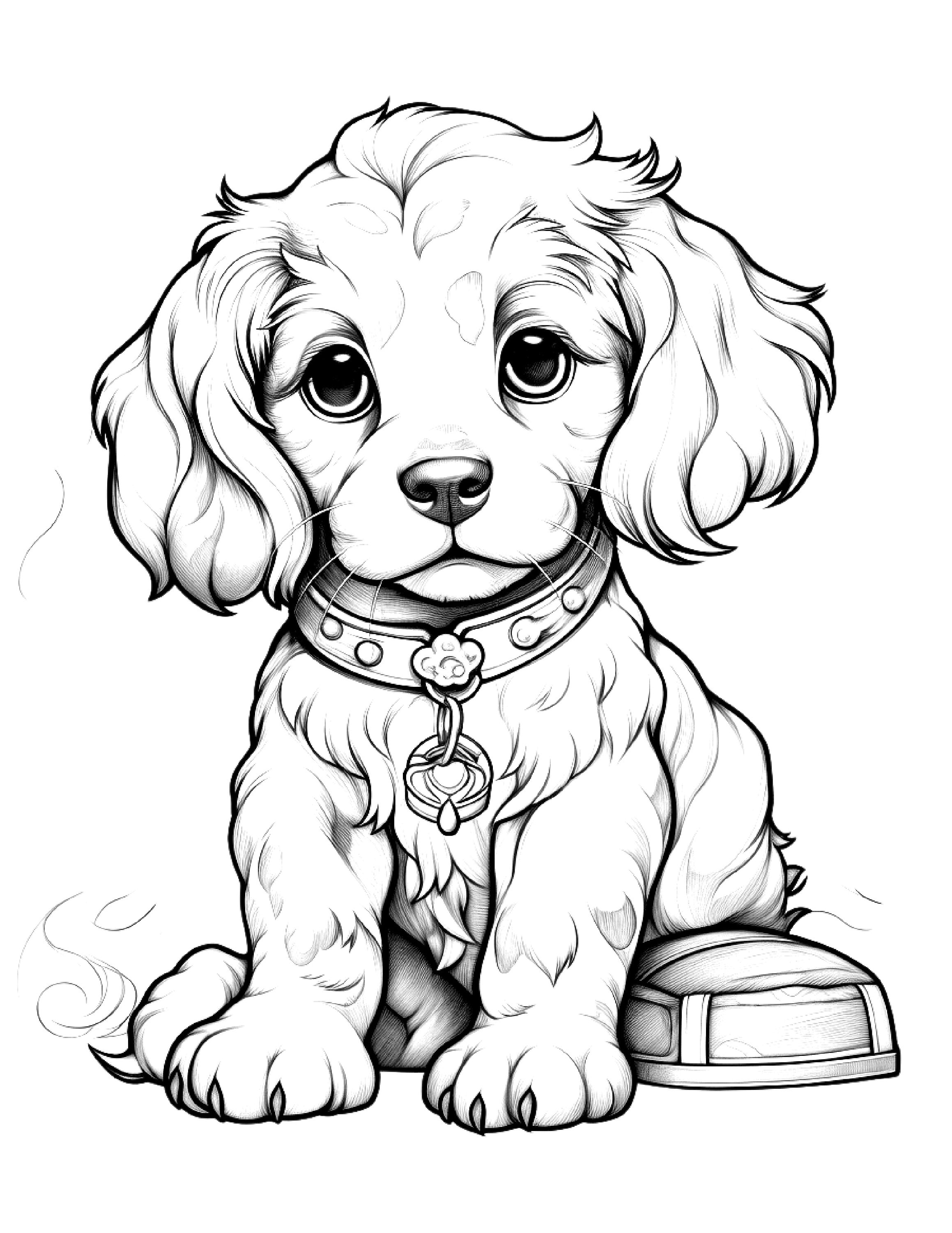 195+ Coloring Pages of Cute Puppies Printable 1