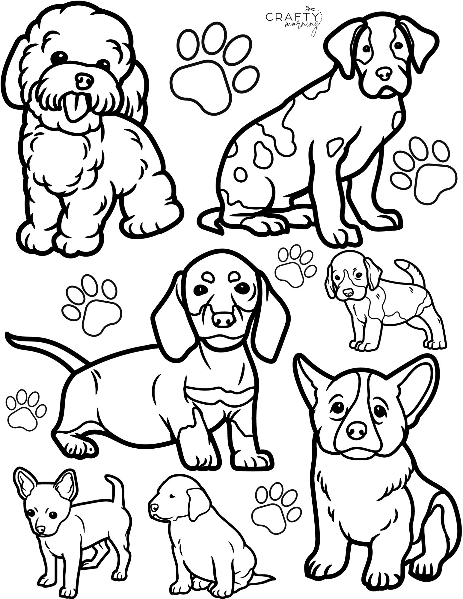 195+ Coloring Pages of Cute Puppies Printable 13