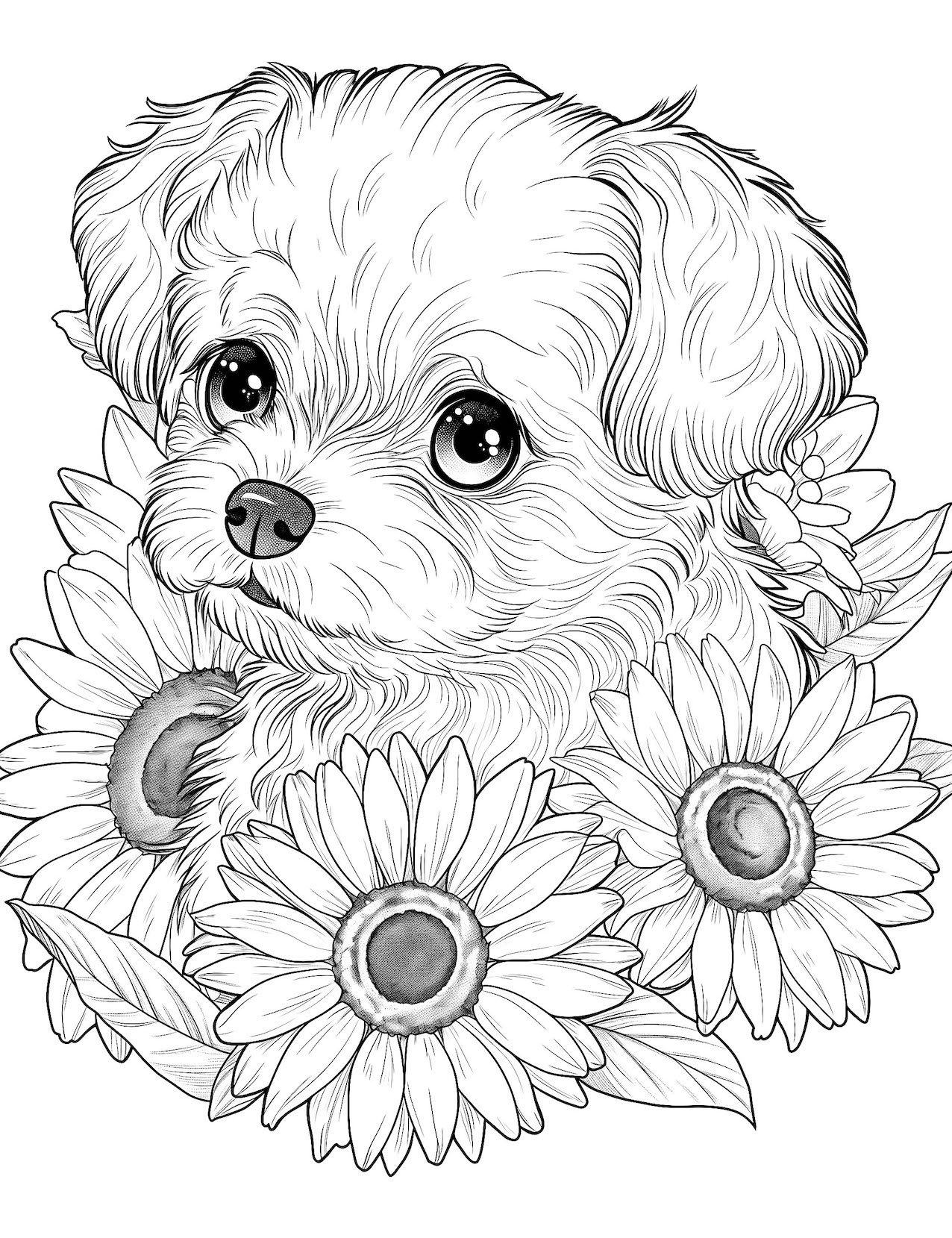 195+ Coloring Pages of Cute Puppies Printable 195