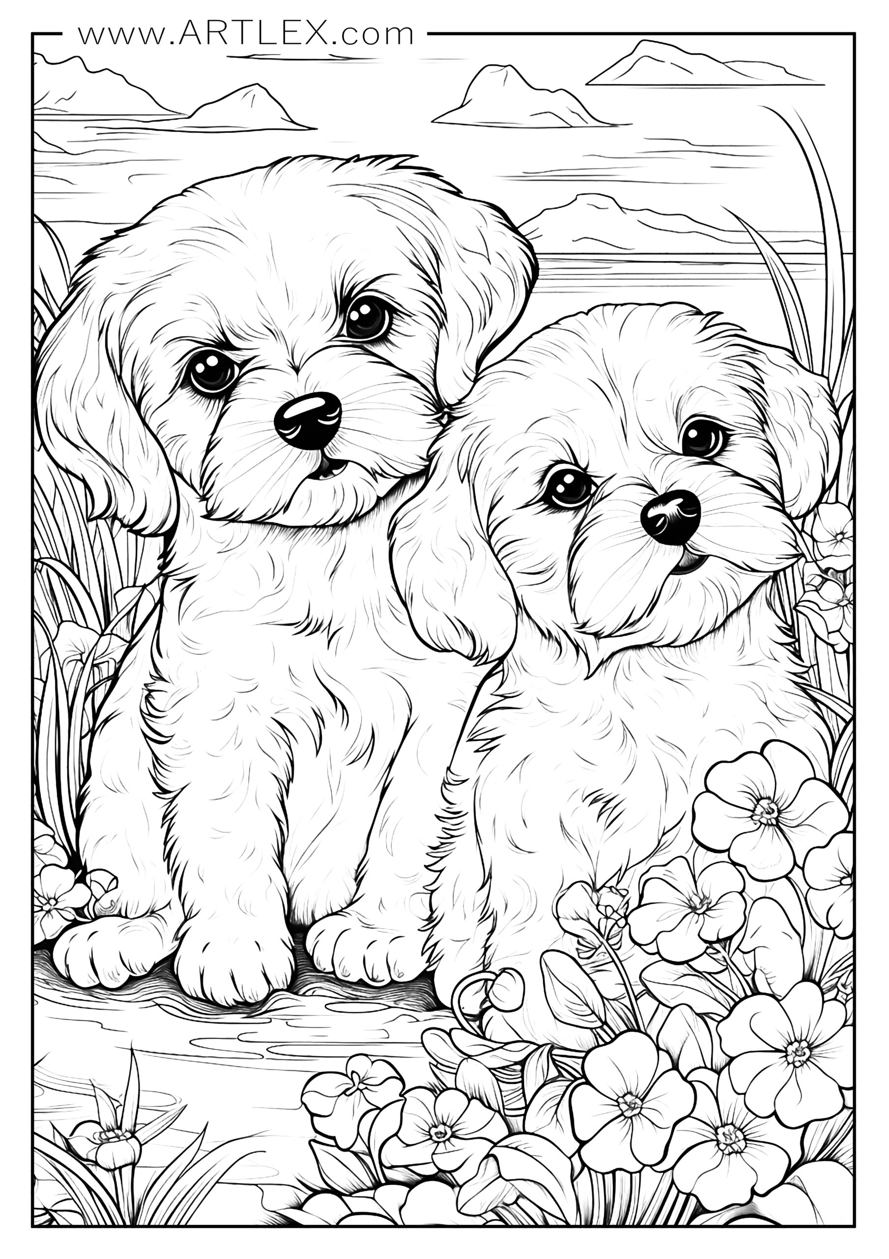 195+ Coloring Pages of Cute Puppies Printable 33