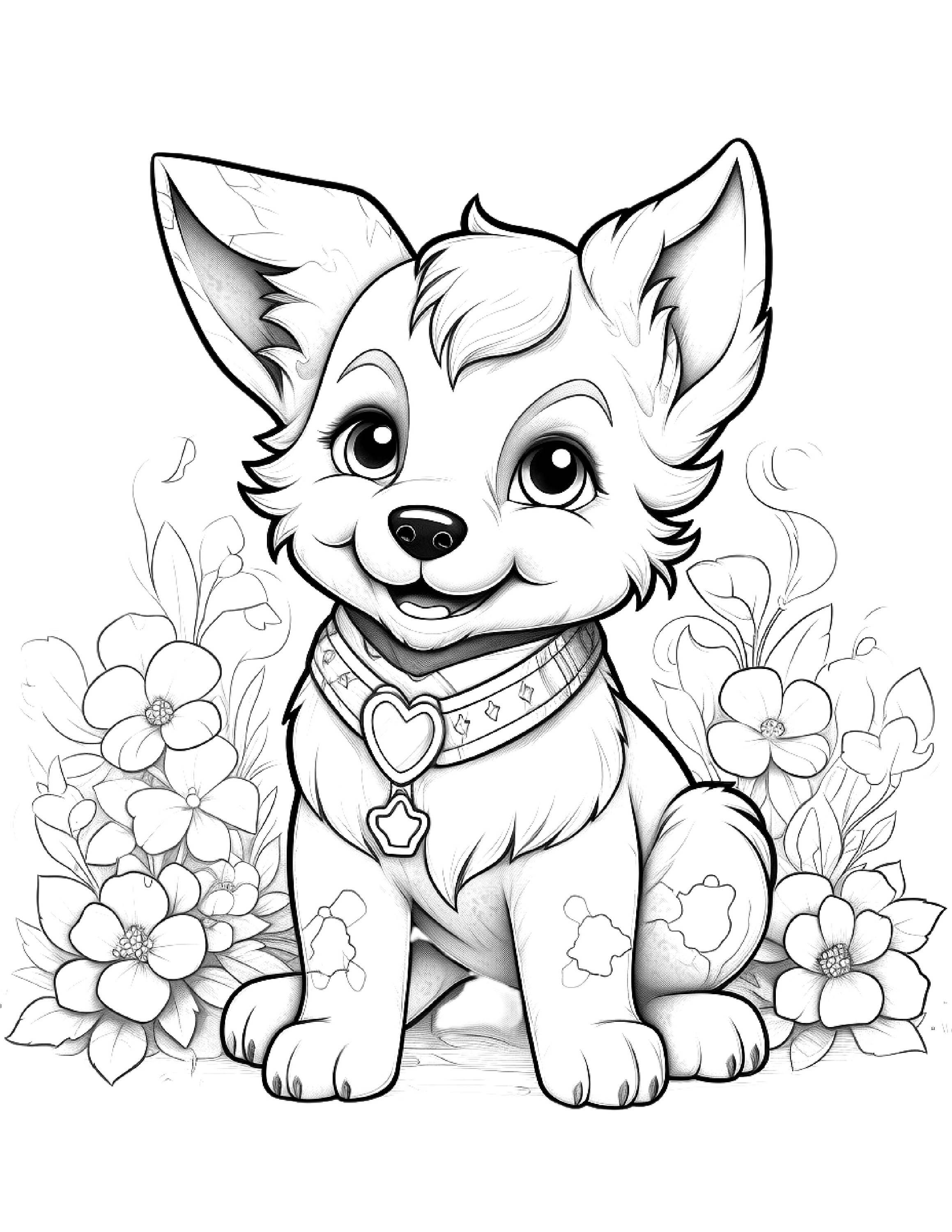 195+ Coloring Pages of Cute Puppies Printable 4