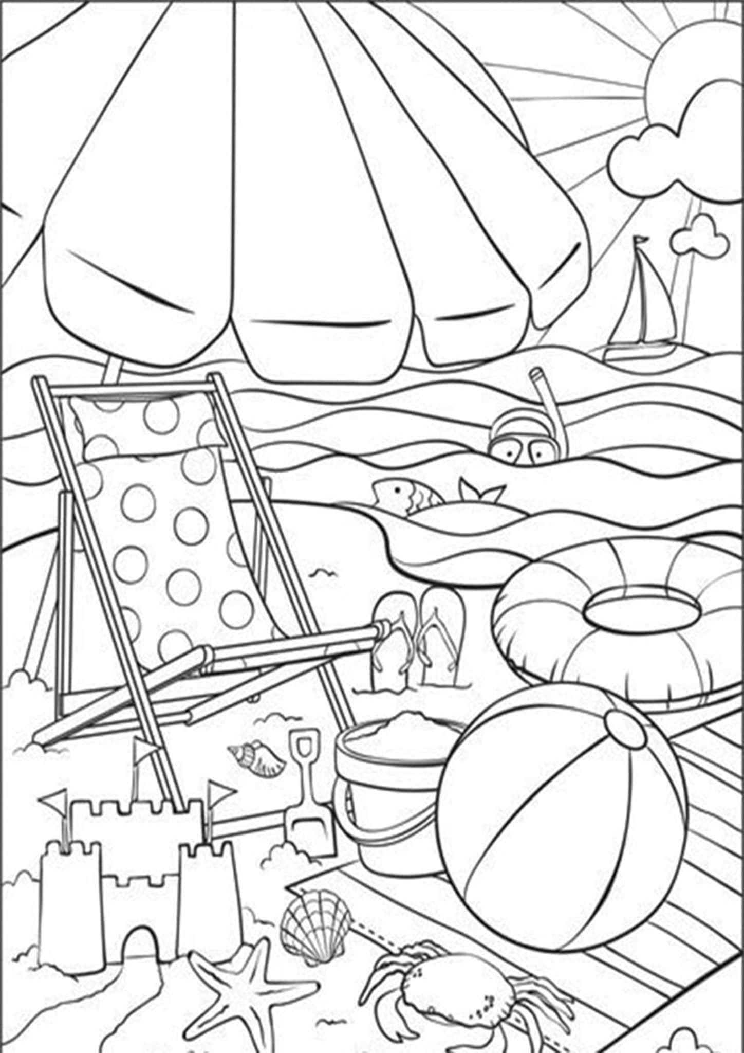 200 Beach Coloring Pages Free Printable 109