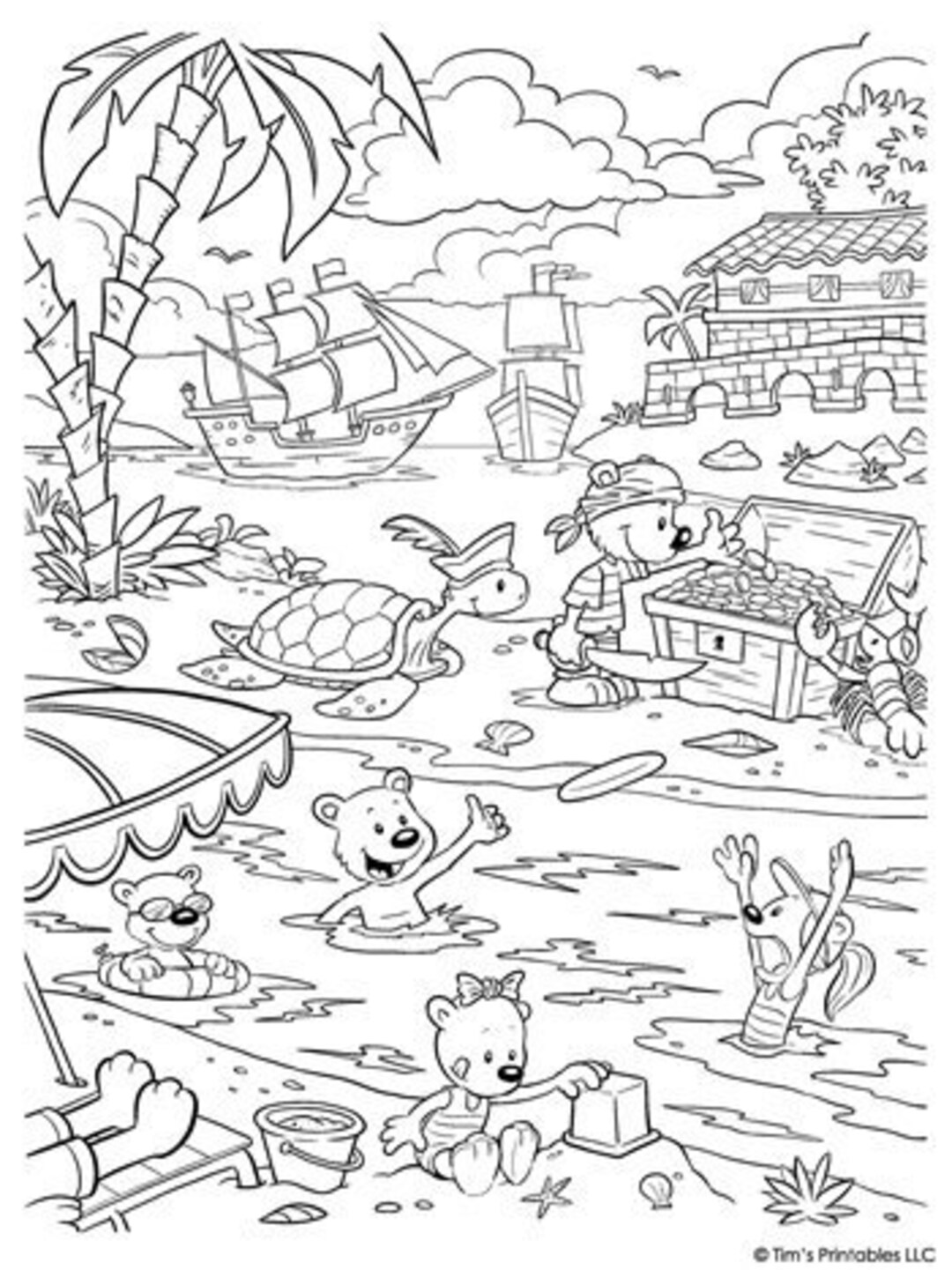 200 Beach Coloring Pages Free Printable 179