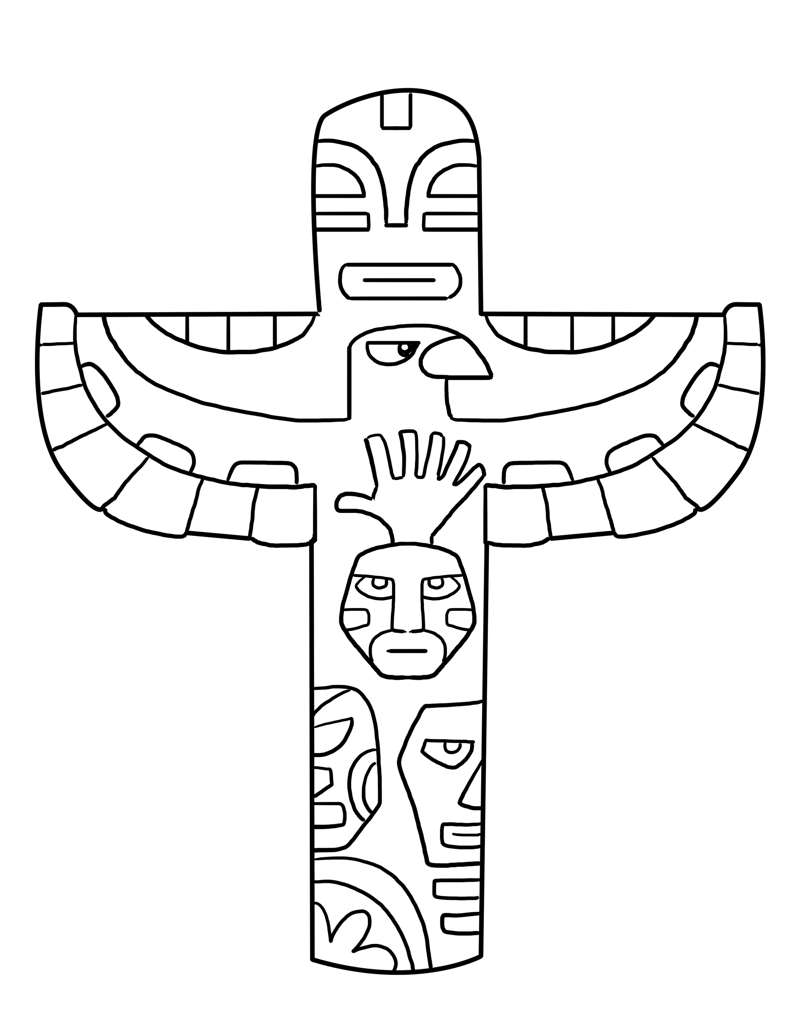 108 Free Totem Pole Coloring Pages for Kids Printable 1