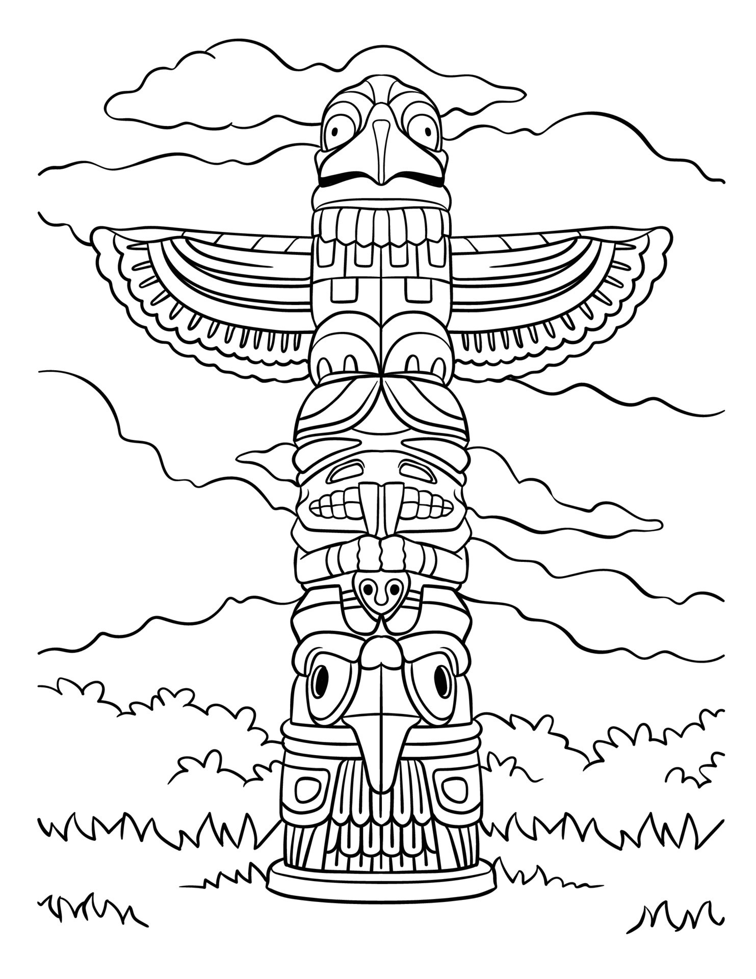 108 Free Totem Pole Coloring Pages for Kids Printable 14