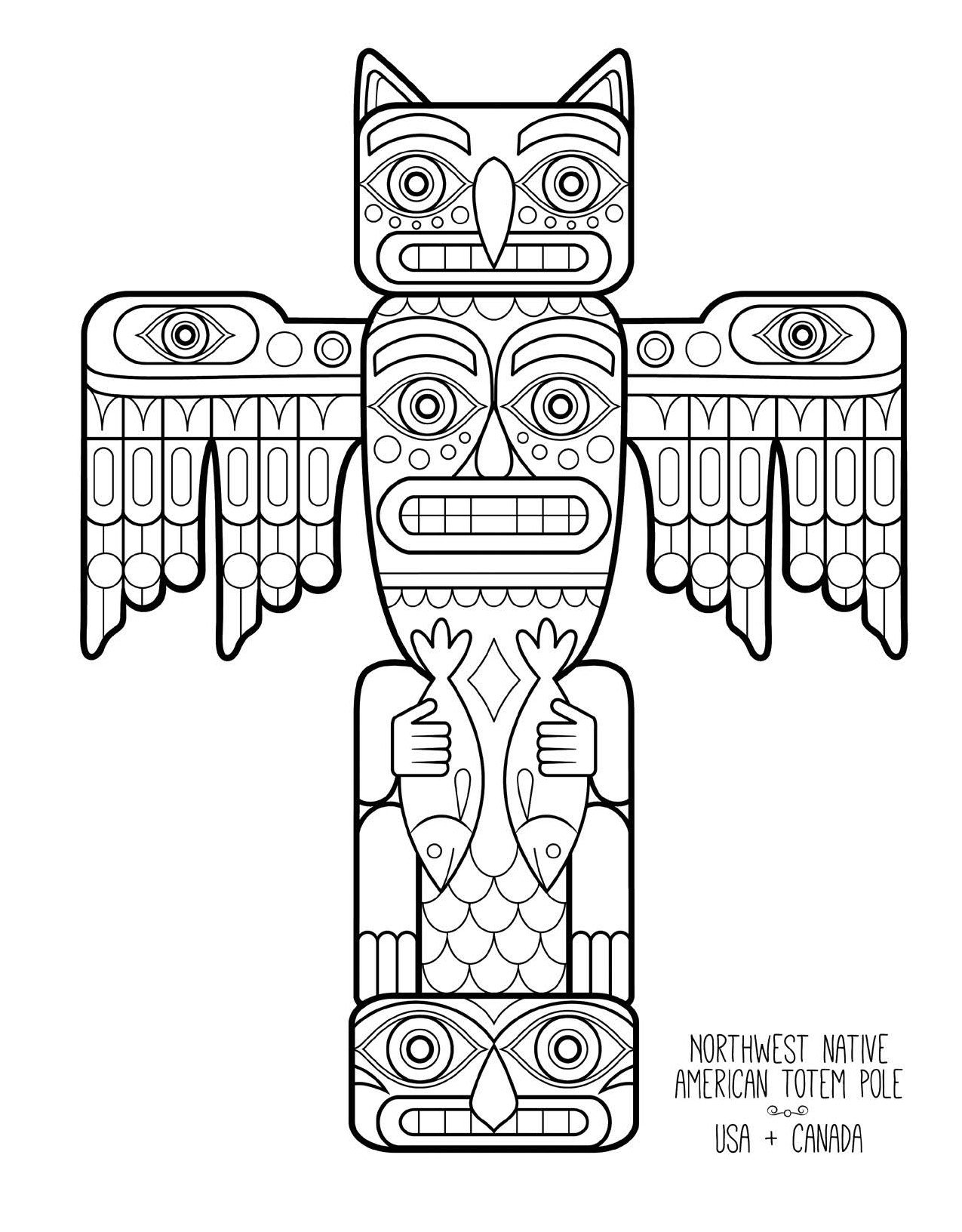 108 Free Totem Pole Coloring Pages for Kids Printable 15