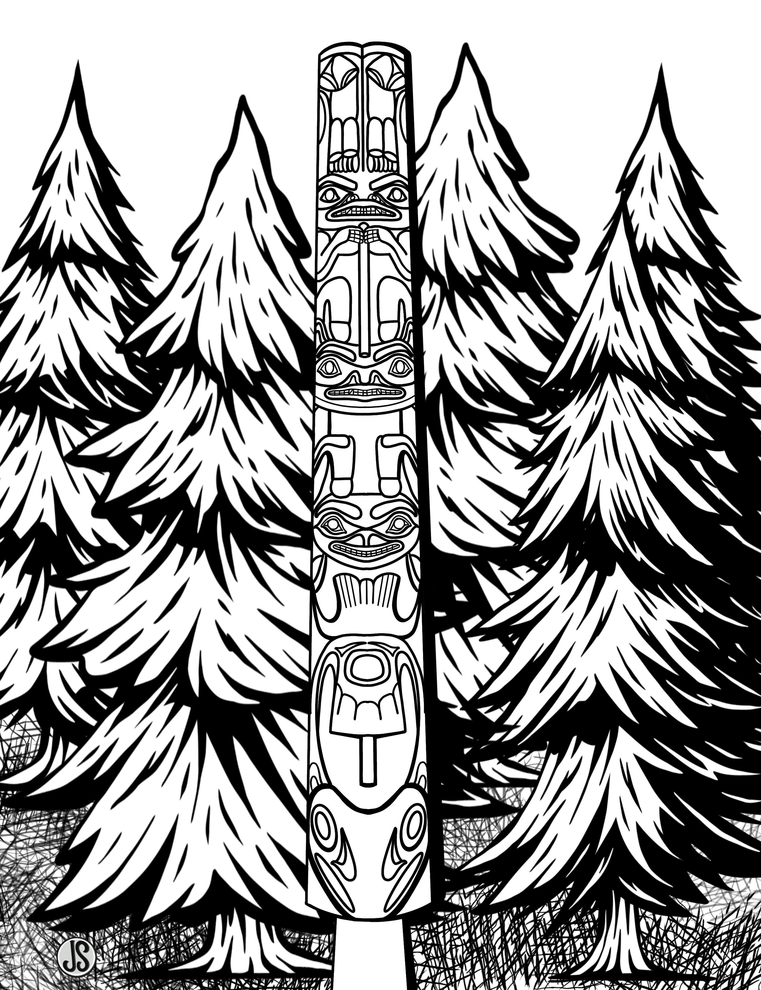 108 Free Totem Pole Coloring Pages for Kids Printable 18