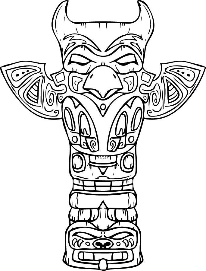 108 Free Totem Pole Coloring Pages for Kids Printable 25