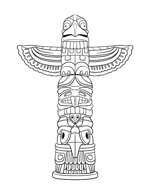 108 Free Totem Pole Coloring Pages for Kids Printable 36