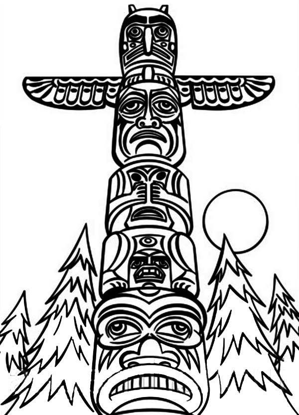 108 Free Totem Pole Coloring Pages for Kids Printable 40