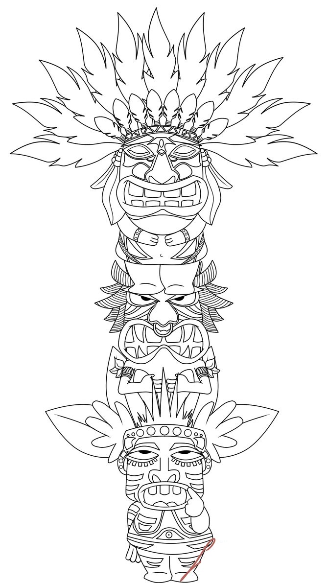 108 Free Totem Pole Coloring Pages for Kids Printable 41