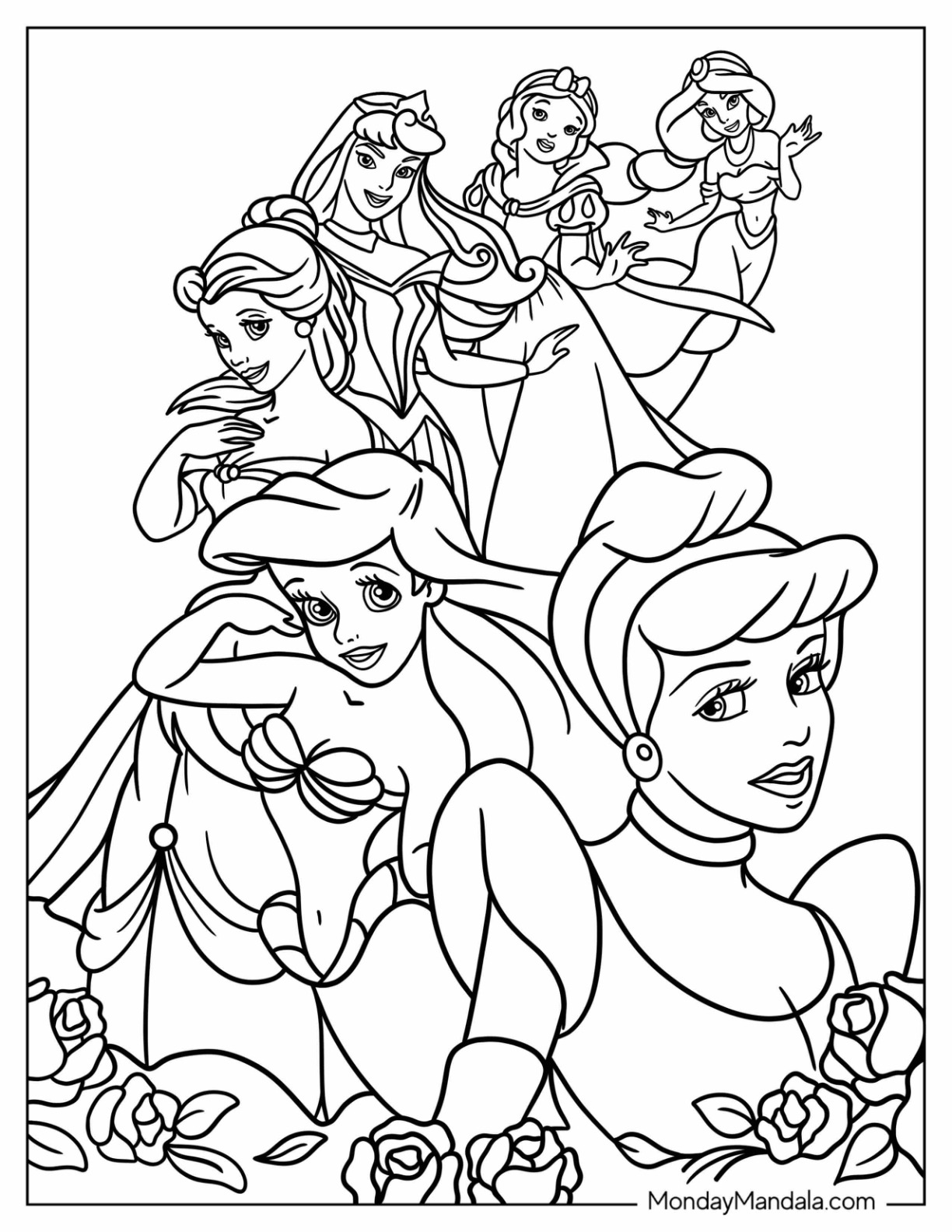 29 Enchanting Disney Princess Coloring Pages Printable 1