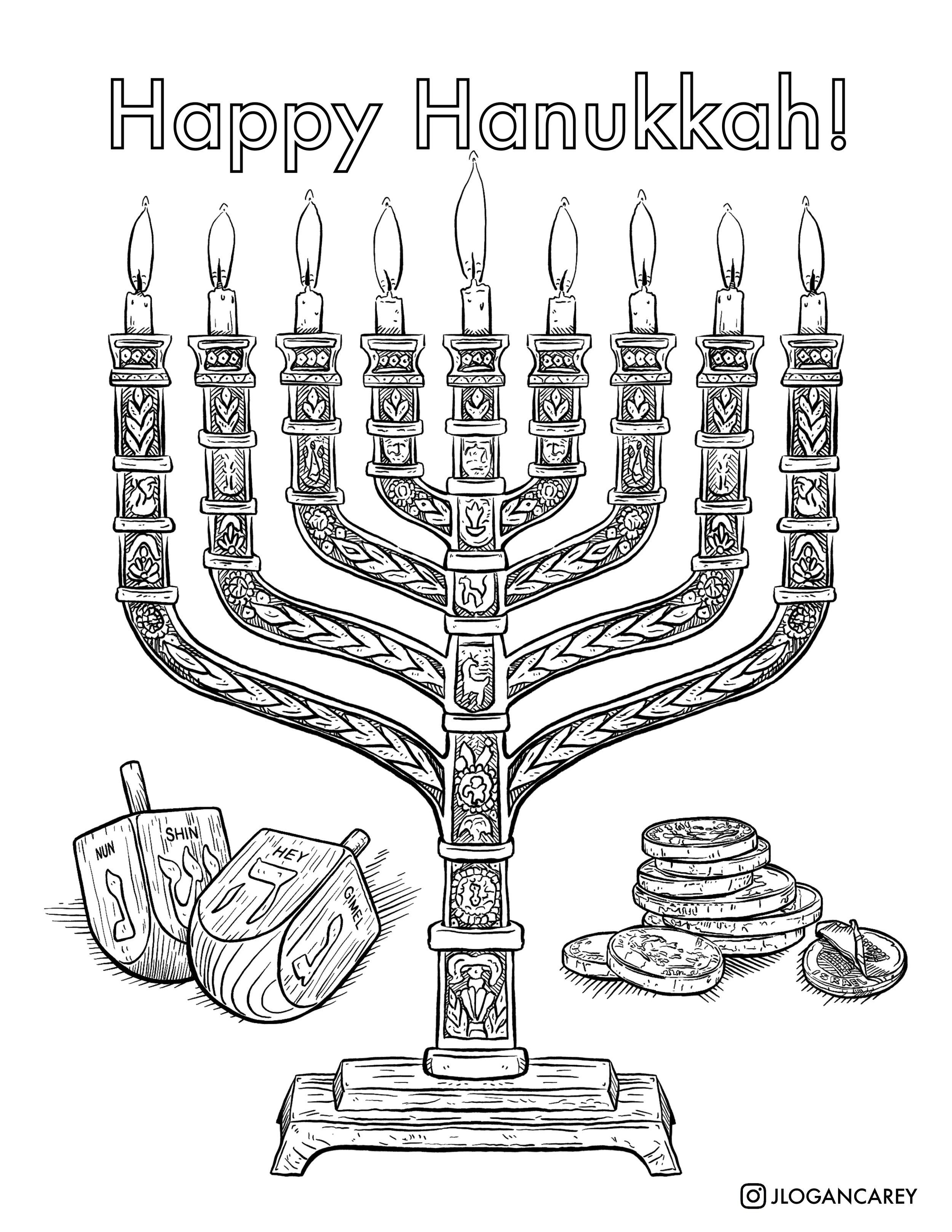 30 Celebratory Hanukkah Coloring Pages Printable 4