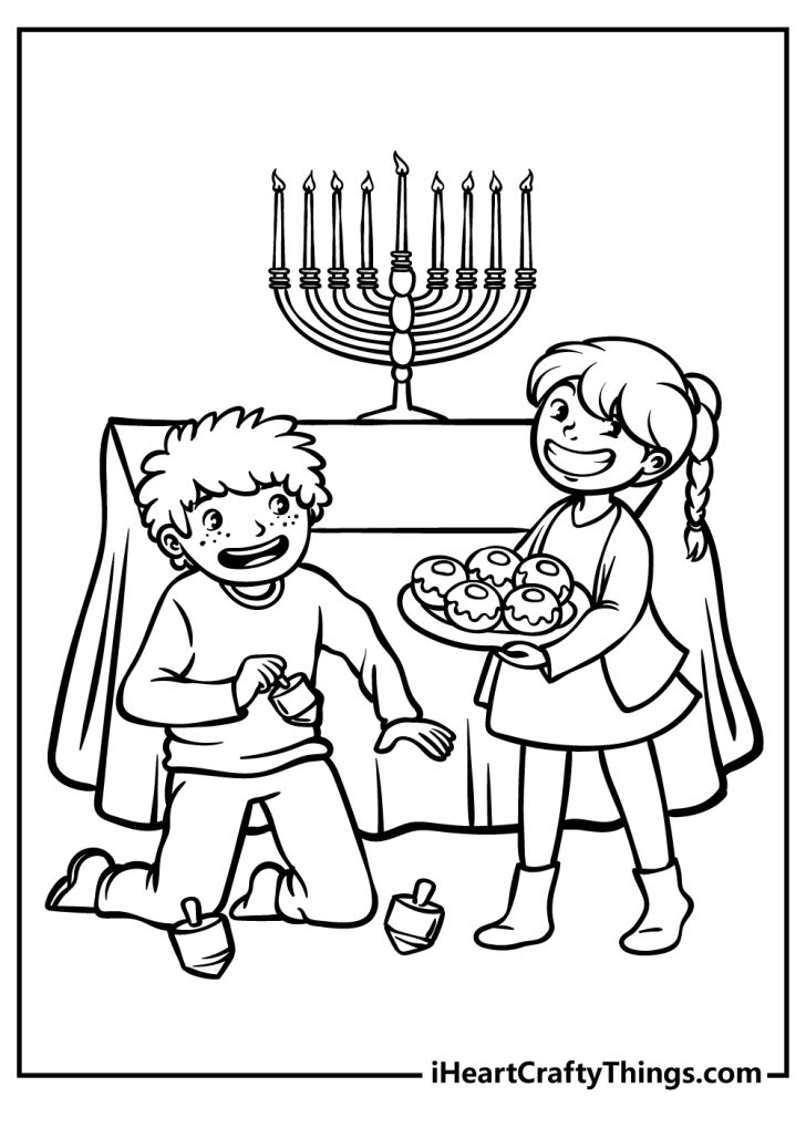 30 Celebratory Hanukkah Coloring Pages Printable 9