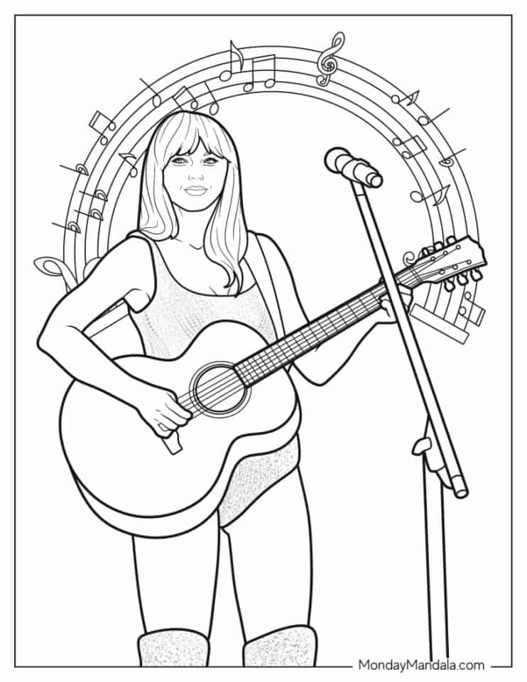 33 Captivating Taylor Swift Coloring Pages Printable 13