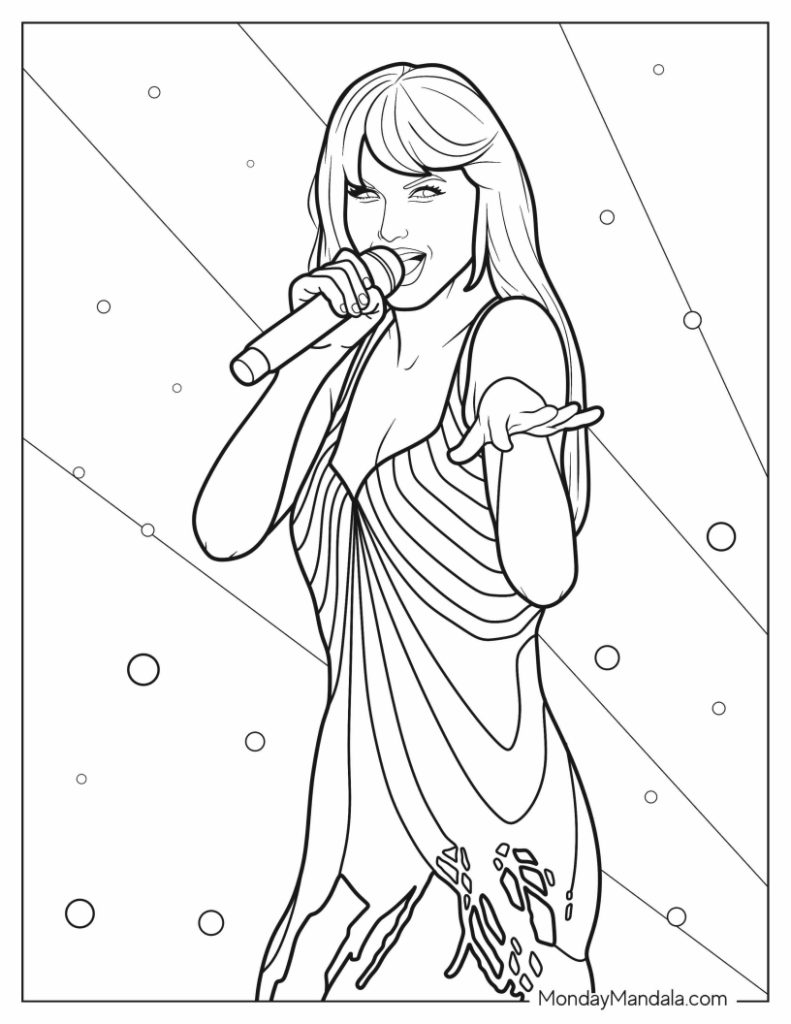 33 Captivating Taylor Swift Coloring Pages Printable 29