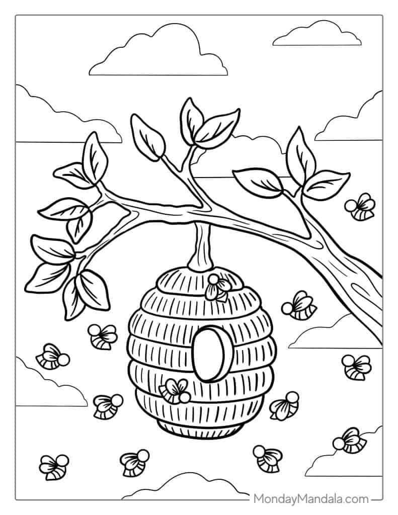 35 Busy Beehive Coloring Pages Printable 27