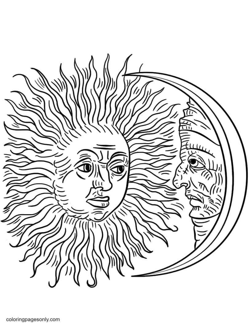 37 Celestial Sun And Moon Coloring Pages Printable 10