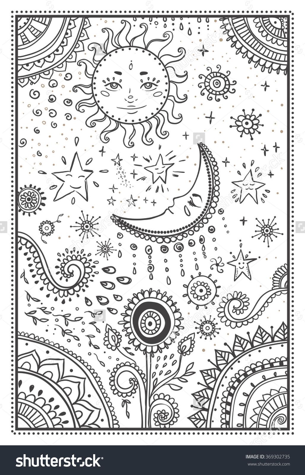 37 Celestial Sun And Moon Coloring Pages Printable 15