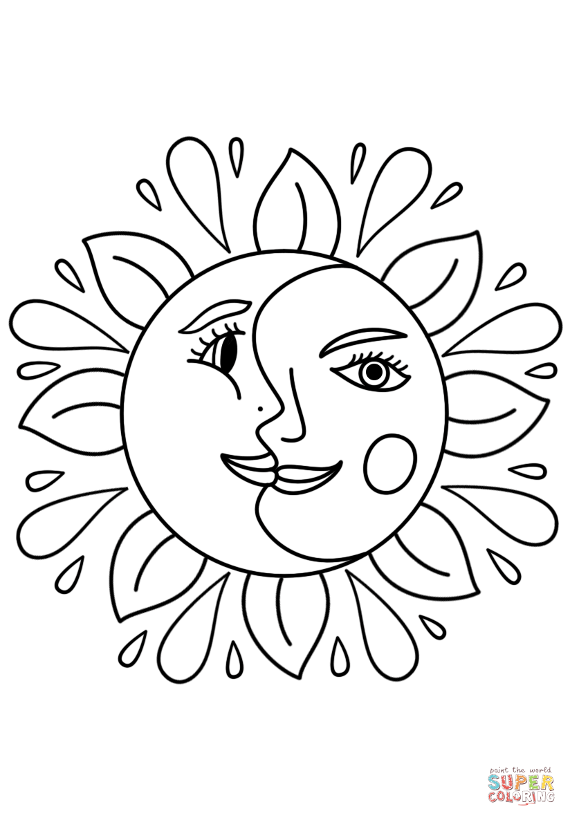 37 Celestial Sun And Moon Coloring Pages Printable 16