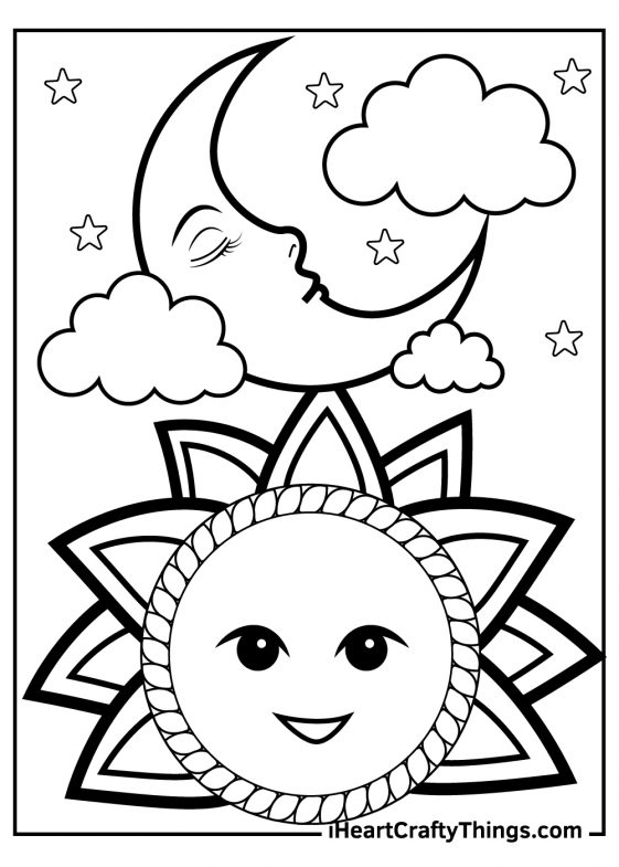 37 Celestial Sun And Moon Coloring Pages Printable 28