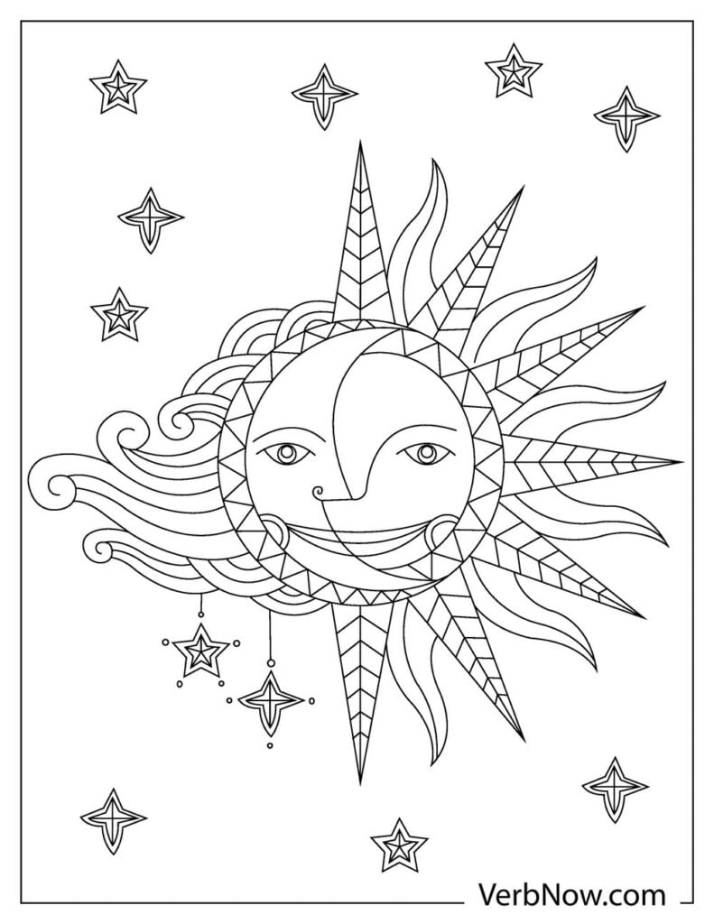 37 Celestial Sun And Moon Coloring Pages Printable 32