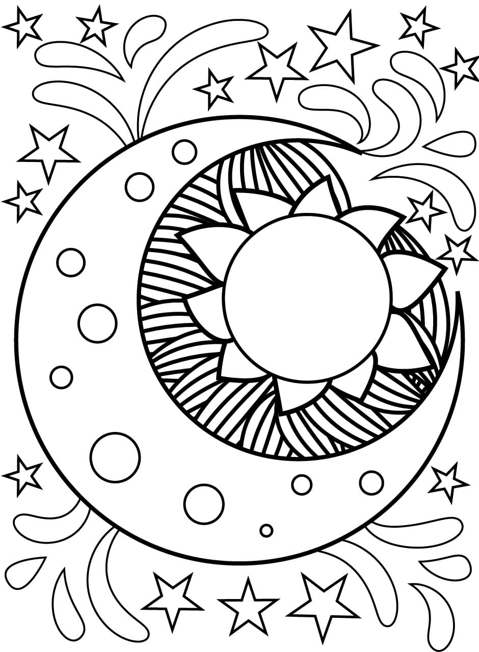 37 Celestial Sun And Moon Coloring Pages Printable 34