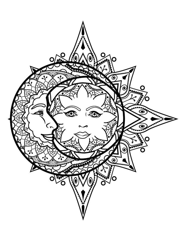 37 Celestial Sun And Moon Coloring Pages Printable 4