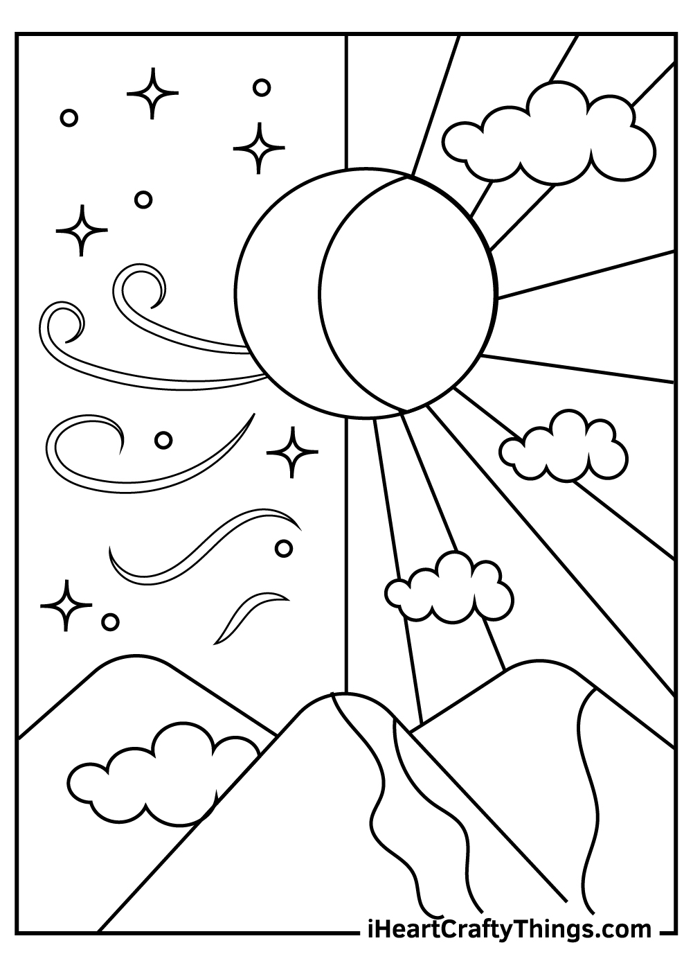 37 Celestial Sun And Moon Coloring Pages Printable 6