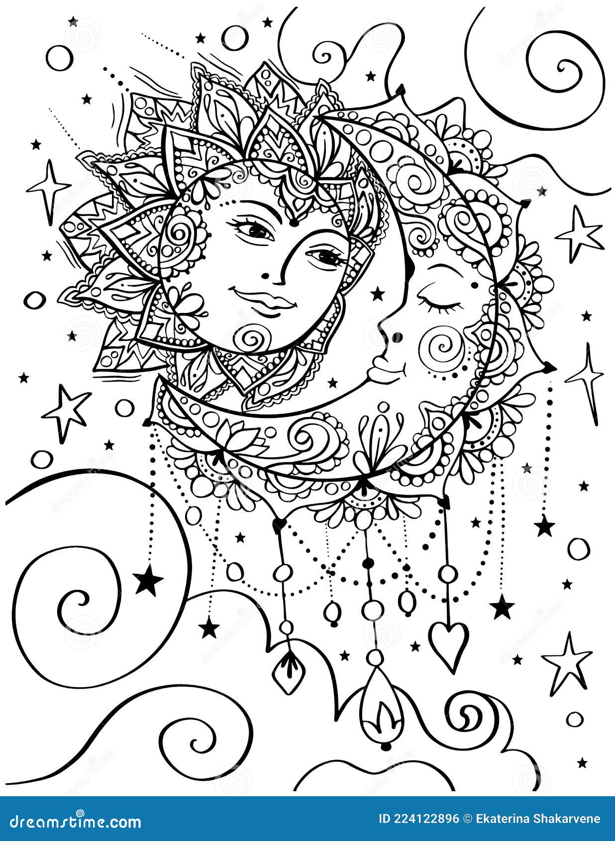 37 Celestial Sun And Moon Coloring Pages Printable 9