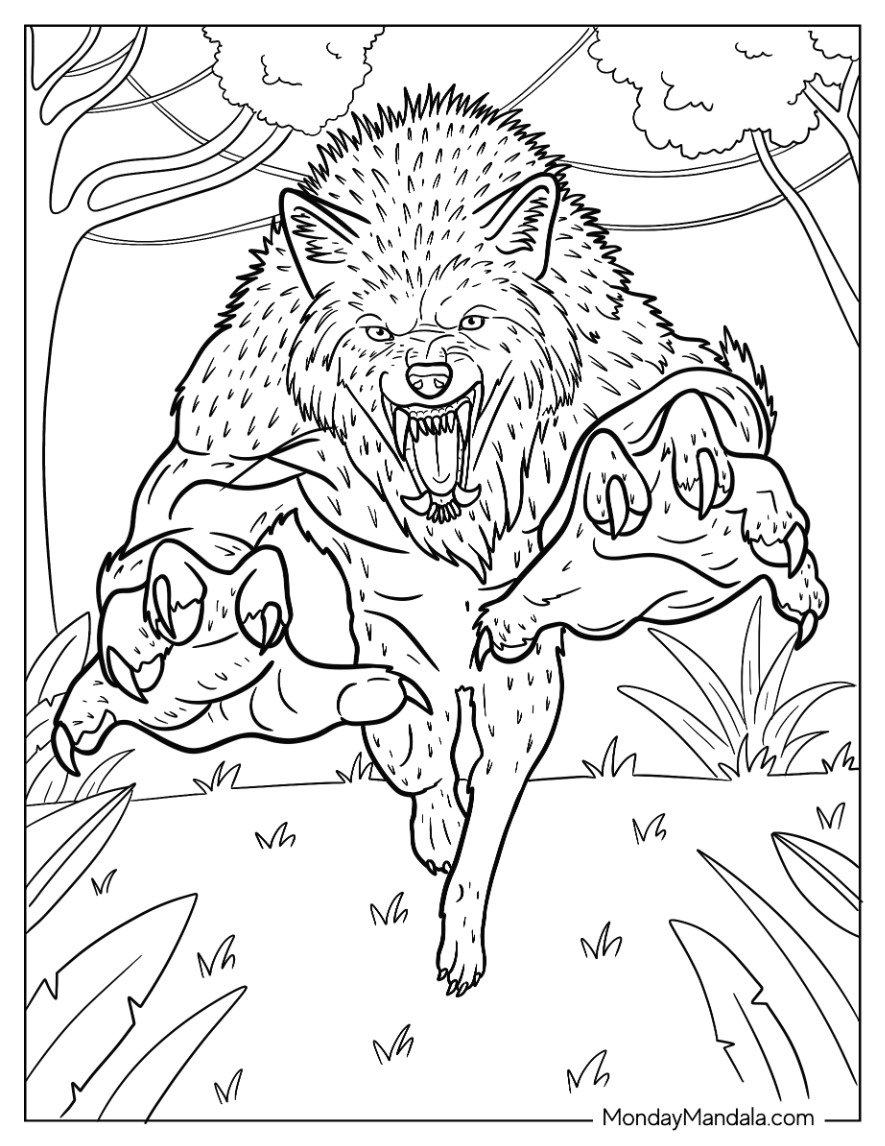 Amazing Werewolf Coloring Pages Printable 2