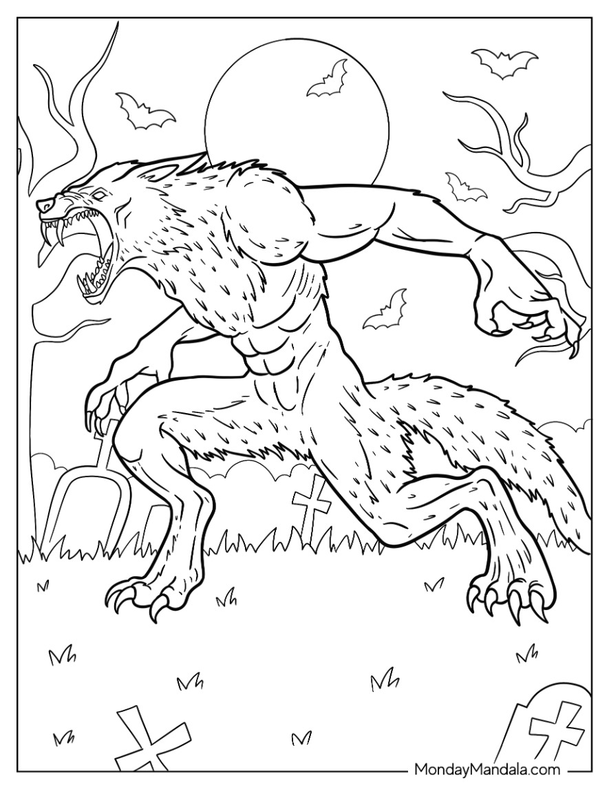 Amazing Werewolf Coloring Pages Printable 4