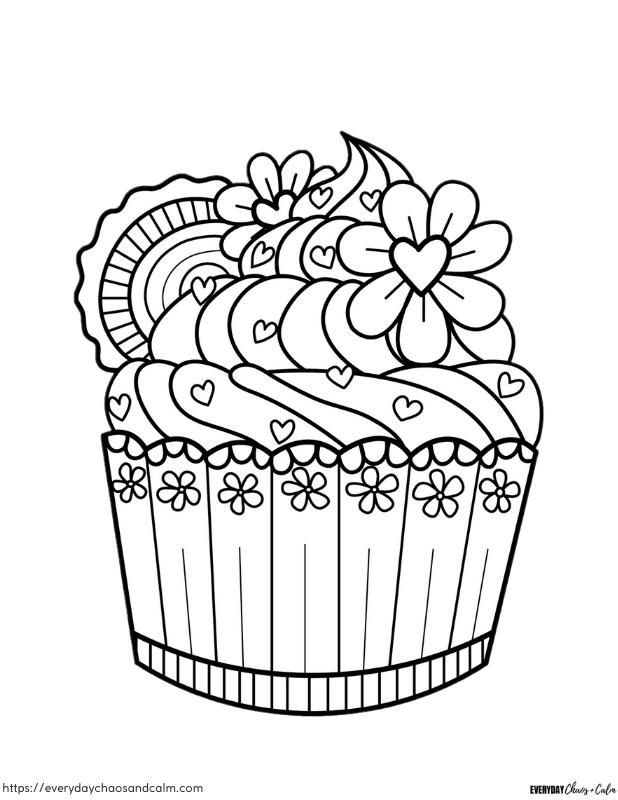 Delicious Cupcake Coloring Pages Printable 14