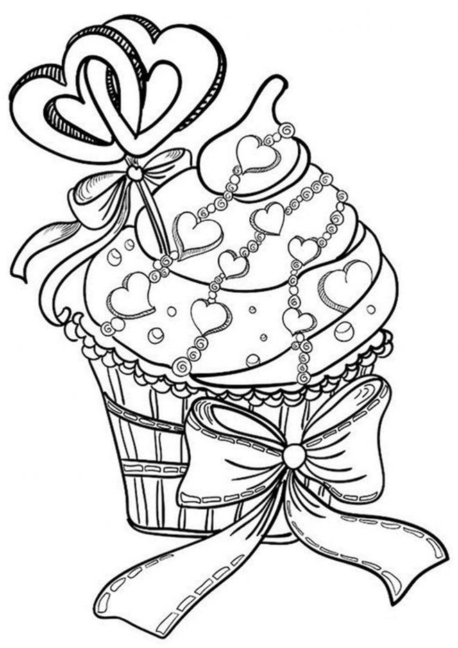 Delicious Cupcake Coloring Pages Printable 3