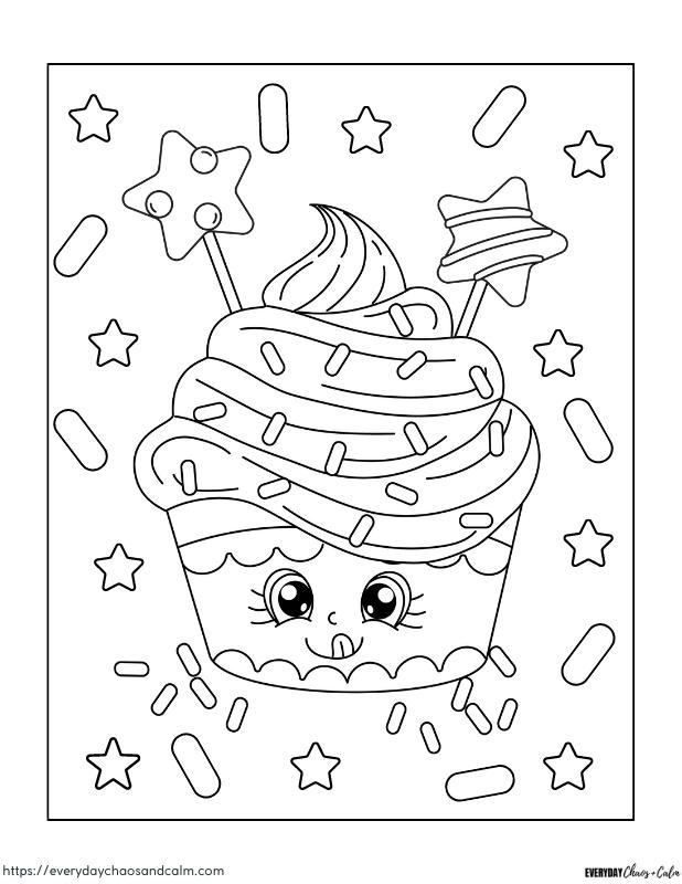 Delicious Cupcake Coloring Pages Printable 31