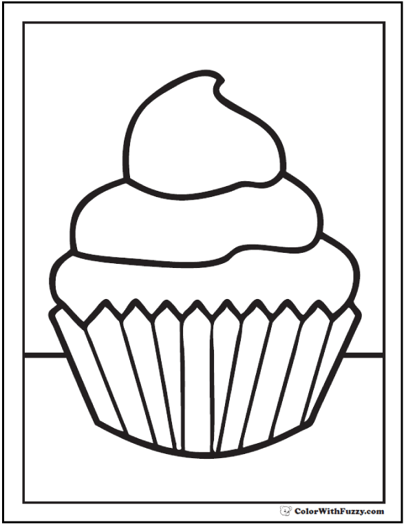 Delicious Cupcake Coloring Pages Printable 4