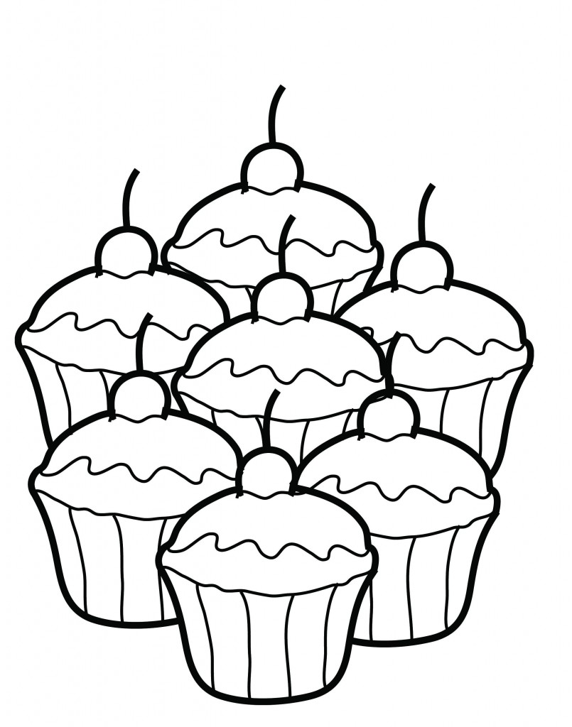 Delicious Cupcake Coloring Pages Printable 8