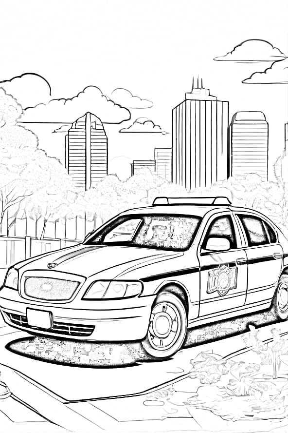 Exciting Police Car Coloring Pages Printable 14