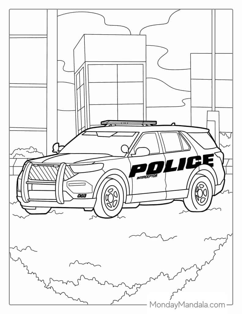 Exciting Police Car Coloring Pages Printable 2