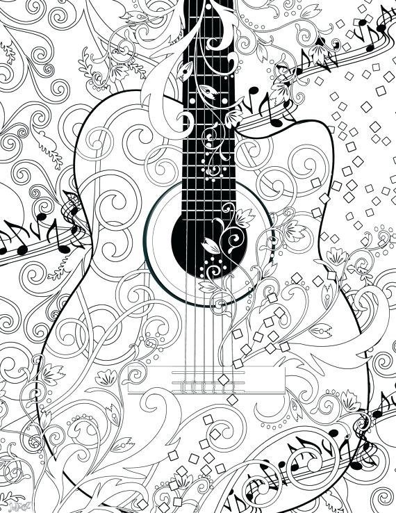 Melodic Guitar Coloring Pages Printable 16