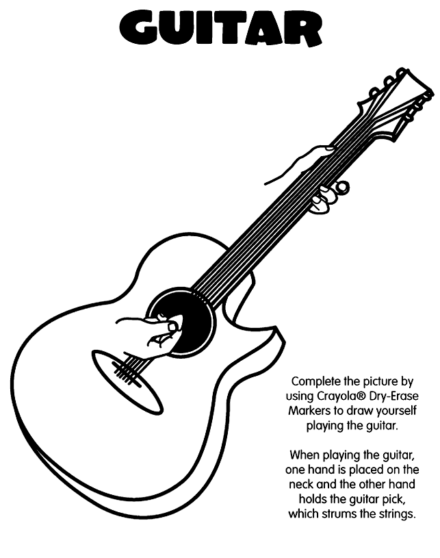 Melodic Guitar Coloring Pages Printable 18