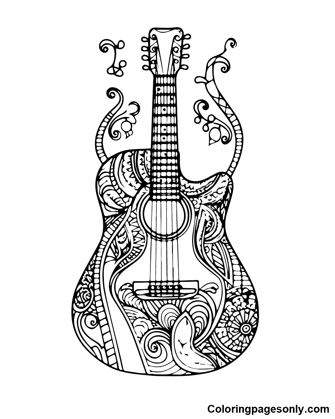 Melodic Guitar Coloring Pages Printable 26