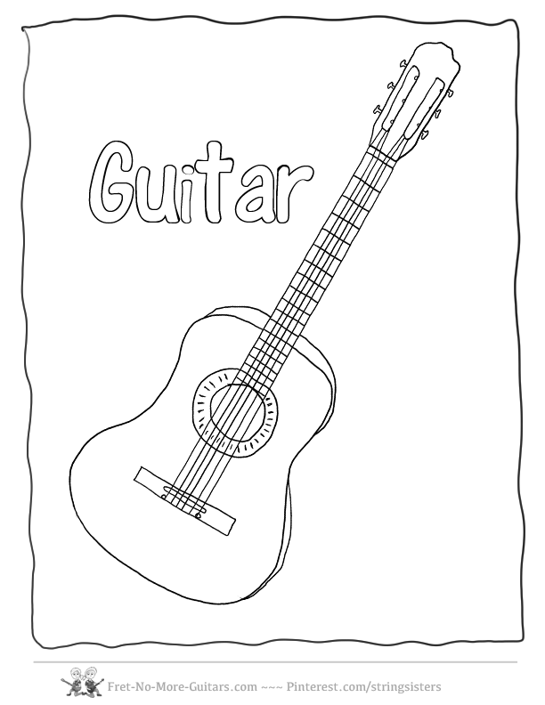 Melodic Guitar Coloring Pages Printable 27