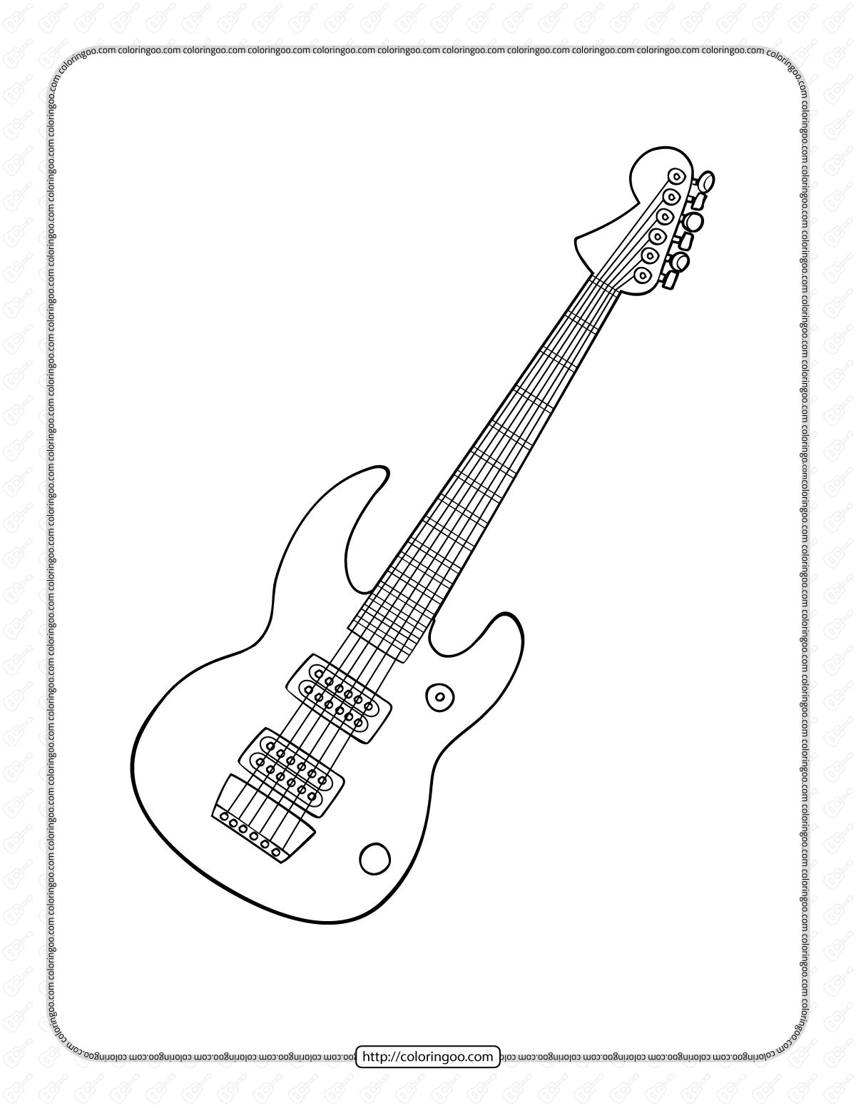 Melodic Guitar Coloring Pages Printable 29