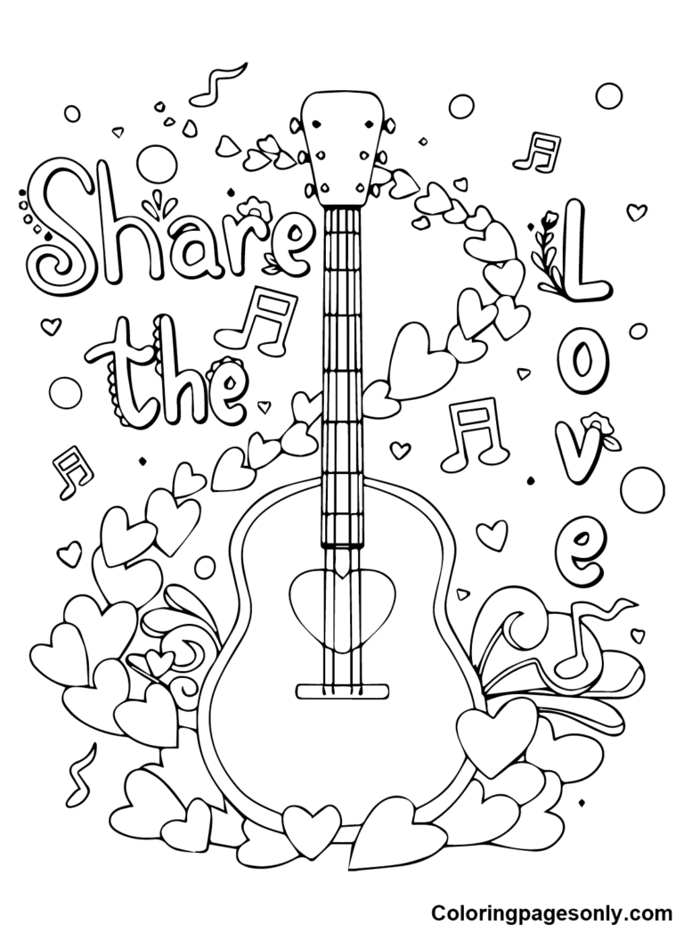 Melodic Guitar Coloring Pages Printable 32