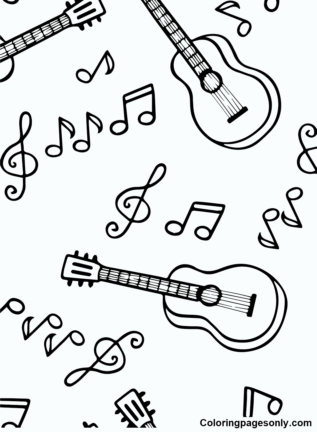 Melodic Guitar Coloring Pages Printable 34