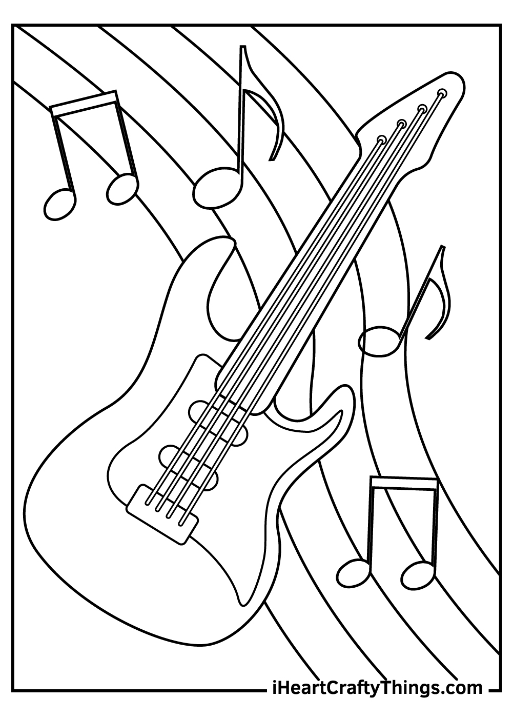 Melodic Guitar Coloring Pages Printable 4